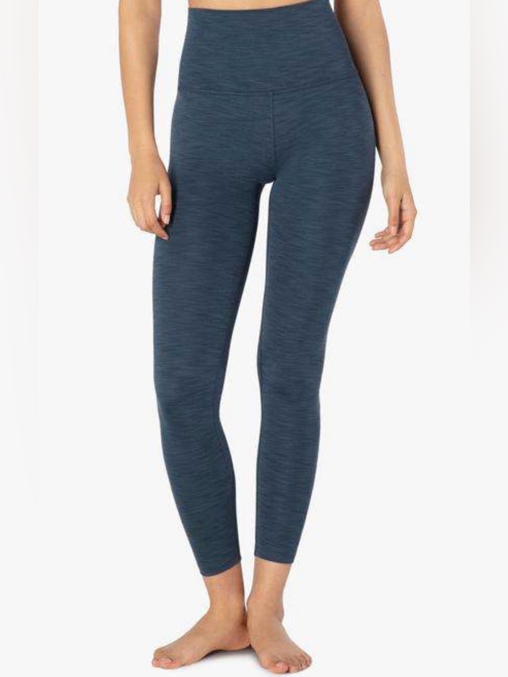 Beyond Yoga Heather Rib High Waist 7/8 Yoga Leggings in Deep Slate Blue